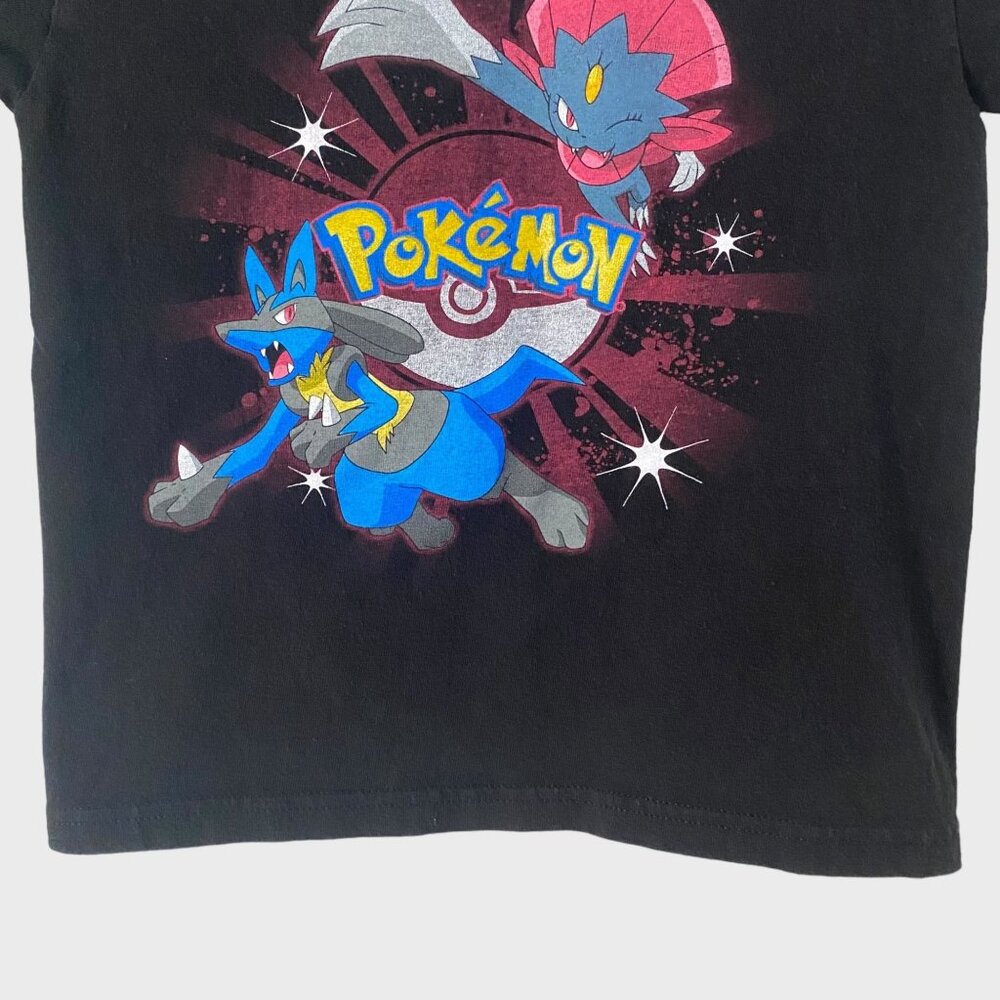 Y2K Pokemon Lucario Weavile Shirt Black Boys Size Medium Long-Sleeve Pikachu - Picture 6 of 12